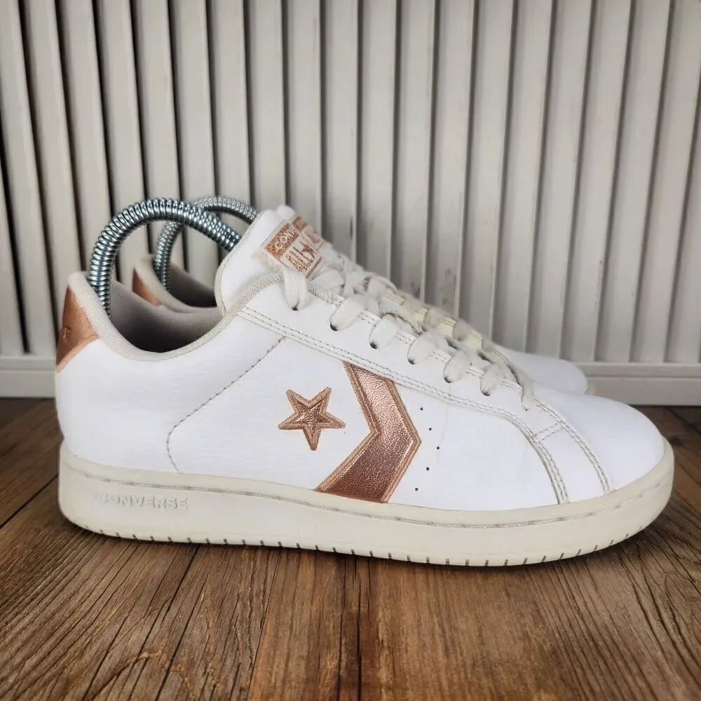 Womens 7 Converse EV3 OX 162868C White Rose Gold Skater Fashion Sneakers Shoes